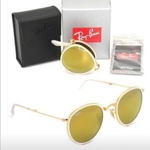 Ray-ban sunglasses round folding new in box!